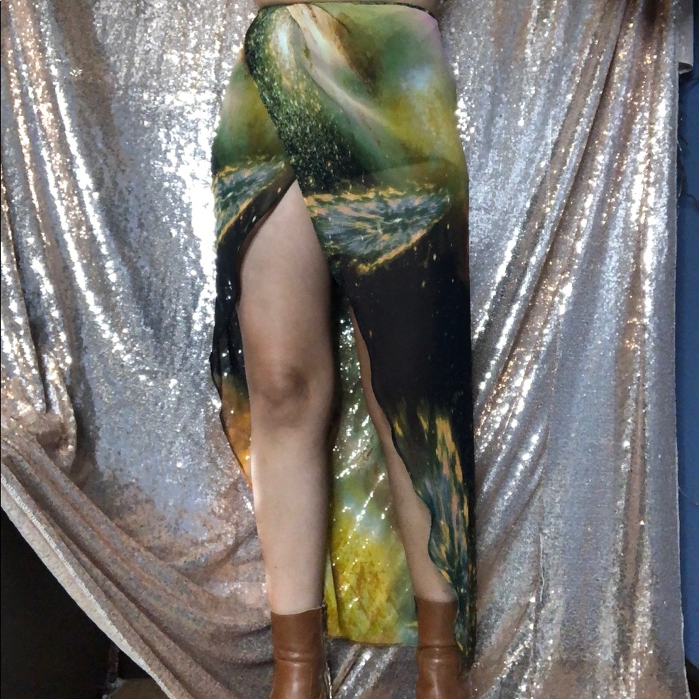 High-Low Space Wrap Skort